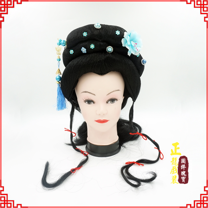 唐河戏剧服装京剧越剧小旦花旦丫鬟假发 小姐头套